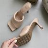 Women Summer 10cm High Heels Slides Mules Lady Nude Slippers Sandals Luxury Brand Designer Stiletto Heel Soft Leather Shoes