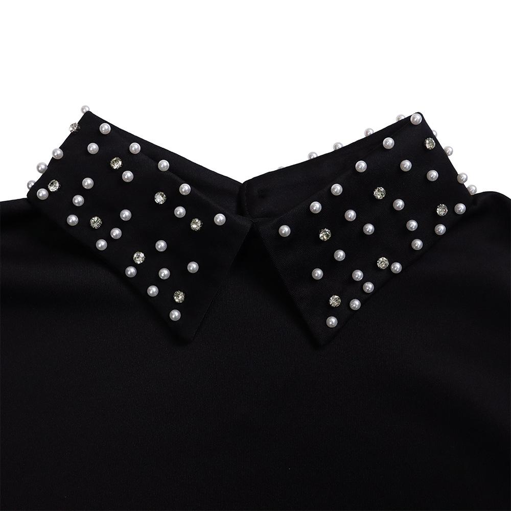 Spring and Autumn Women's Dress Plus Size Temperament Mesh Splicing Beading Loose Dresses