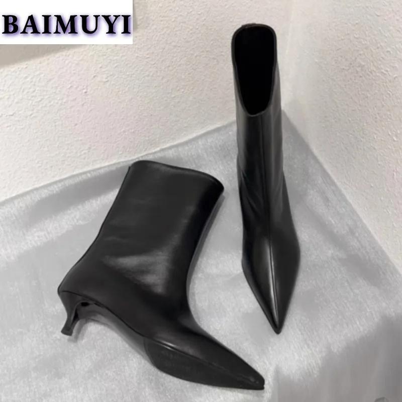 Luxury Pointed Toe Ankle Boots Designer Women Heels Brand High Boots Leather Shoes 2024 Autumn Goth Snow Botas Mujer Zapatillas