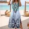 Women's Fashion Summer Spring Short Sleeve O-Neck Loose Waistline Casual Dresses