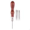 4 with Wooden Handle Sewing Awl Hand Stitcher Shoe Repairing Tools