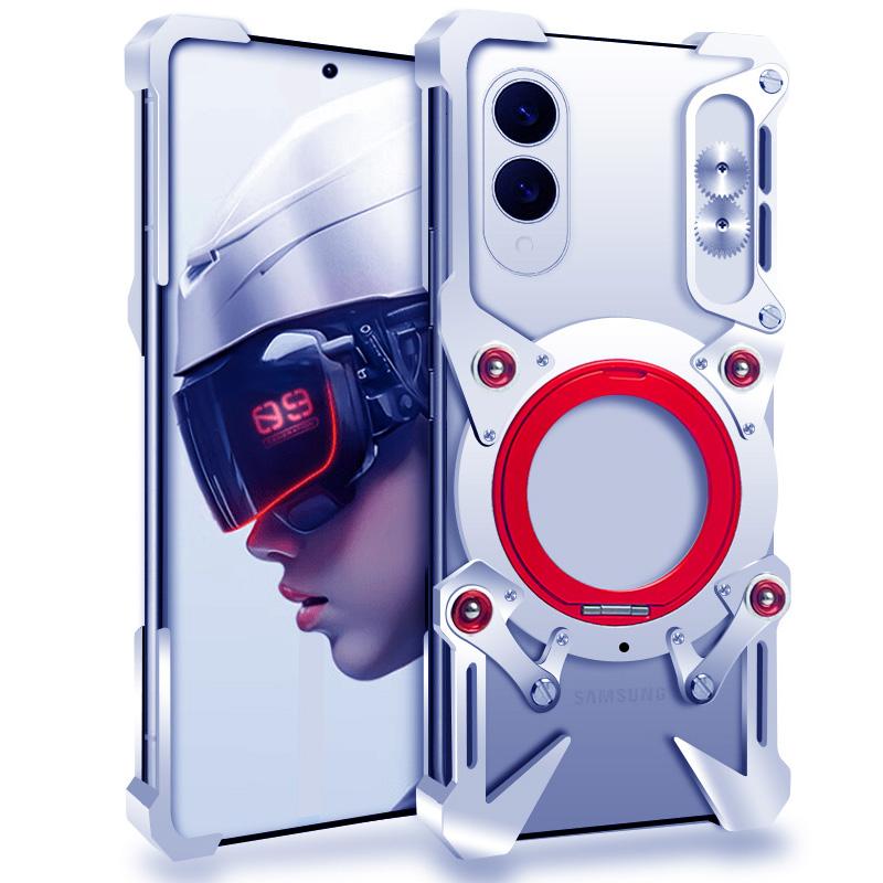 For Samsung Galaxy S25 Edge Bumper Case Kickstand Aluminum Alloy Magnetic Phone Cover with Wrist Strap