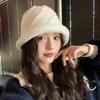 Plush Bucket Hat Women's Big Head Circumference Basin Hat Fashionable Versatile Winter Warm Bucket Hat