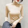 Women's Half - High Neck Base Layer Top for Spring and Autumn Long - Sleeved T - Shirt Inner Wear Versatile Slim Fit Black Outer - Wear Top