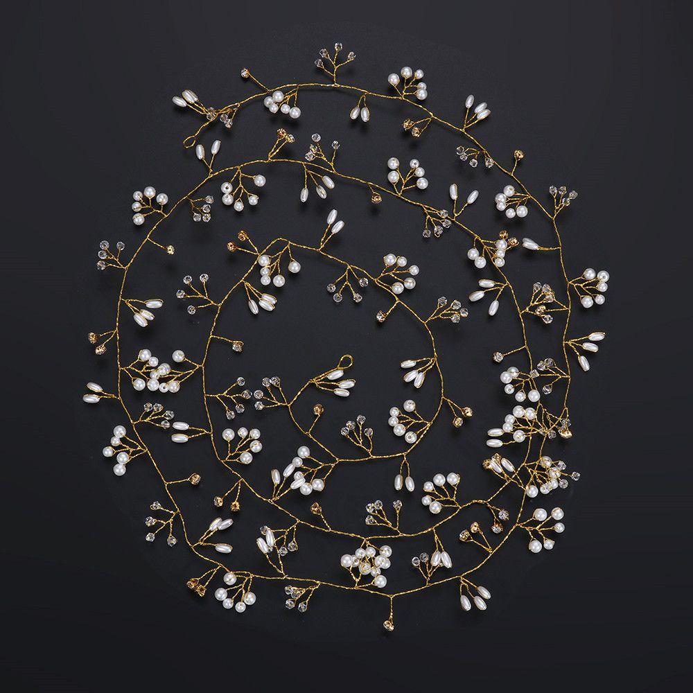 Bridal's Tiara Hair Jewelry Bride Accessories Wedding Hair Vine Pearl Crystal Diamante Headband