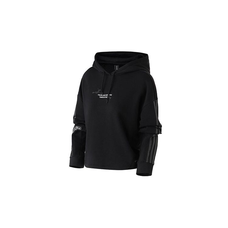 Adidas Повседневный пуловер с капюшоном и длинными рукавами, женские топы, черный DZ7599