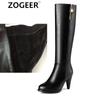 Women's Winter Knee High Boots Elegant Spike High Heel Long Fur Snow Boot Black Beige Zipper Warm Party Shoes Large Size 45