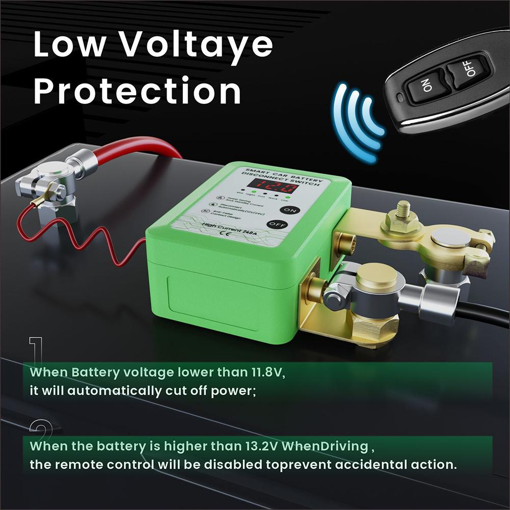 Battery Disconnect Switch With Led Voltage Display 12V 240A Auto Battery Remote Control Switch Leakage Protection 2025