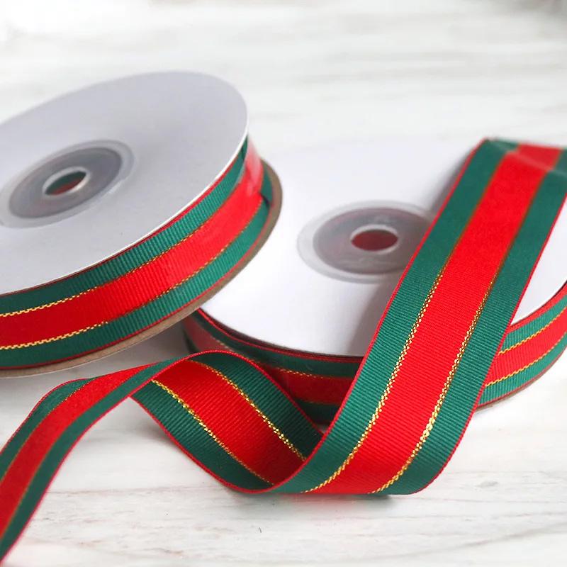 25Yards/Roll Red Green Ribbons DIY Crafts Gift Packaging Floral Decor Christmas 2.5cm Gift Box Decorative for Cake Box Bows