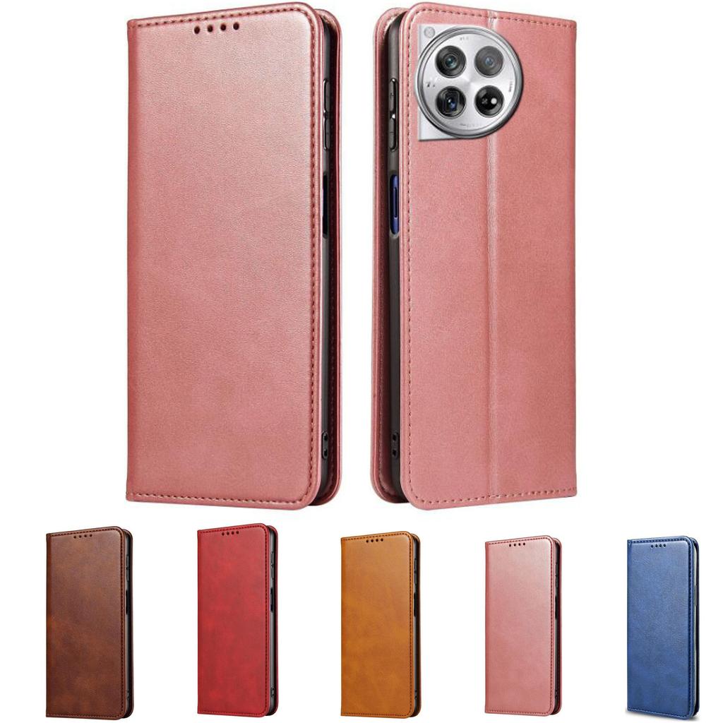 Leather Flip Phone Wallet Case For OnePlus 12R Ace 3 Ace3 6.78" 2024 CPH2609, CPH2585 Leather Flip Case with Stand Cover