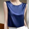 Women Summer Vest Round Neck Sleeveless Smooth Satin Vest Regular Fit Tank Tops Casual Camisole Clubs Daily Wear
