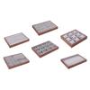 Luxury Wooden Velvet Diamond Gemstone Storage Box Jewelry Display Tray 12+3 Grids