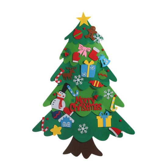 DIY Felt Christmas Tree for Toddlers Wall Hanging Christmas Tree Kit Interactive Kids DIY Crafts for Holiday Party Supplies