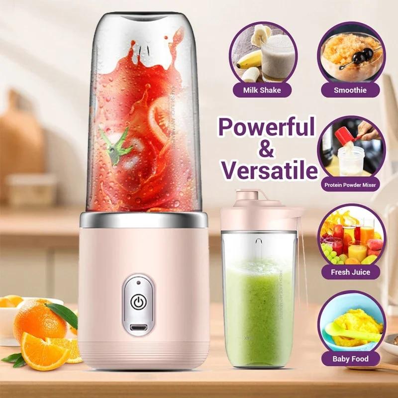 Portable Mixer with 6 Blades Juicer Cup Set  Rechargeable Car Outdoor Small Home Blender Fully Automatic Smoothie Blender Orange Fruit Juicer Travel