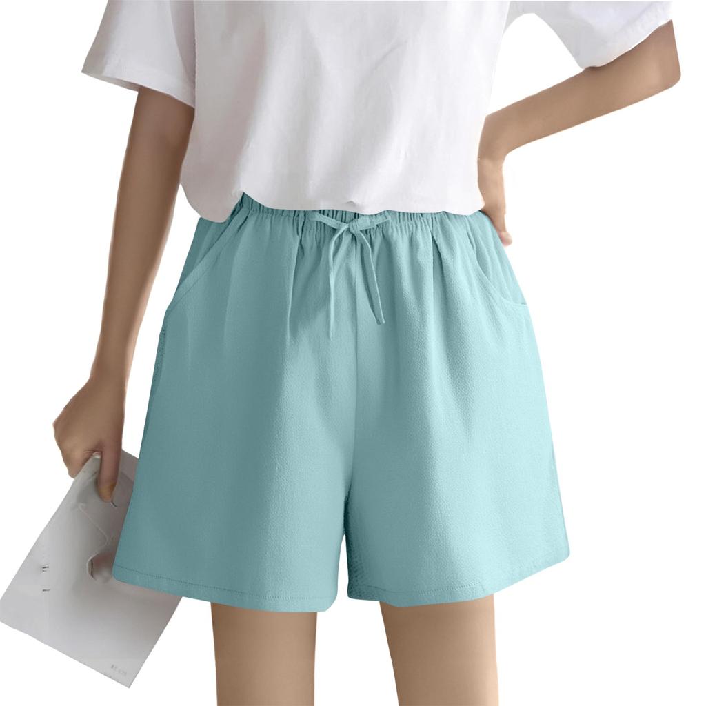 Women's Solid Color Linen Cotton Hemp Casual Sports Casual Shorts Pants