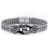 Stainless Steel Bracelet Fashionable Titanium Steel Carved Men's Thick Double Row Chain Magnet Buckle Bracelet Bracelet Jewelry