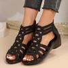 Brand Design Crystal Roman Sandals Women Peep Top Wedge Sandalias Mujer Summer Hollow Out Gladiator Shoes Woman Plus Size