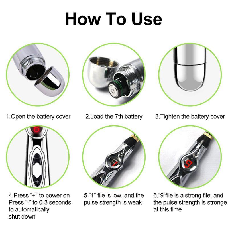 Nine-speed Intelligent Micro-electric Pulse-regulated Electronic Acupuncture Point Pen Meridian Energy Pen Multi-head Exchangeable Massage Pen Relax