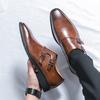 New Men British Fashion Black Brown Patchwork Monk Strap Formal Shoes Male Dress Wedding Prom Homecoming Sapato Social Masculino