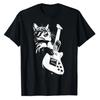 Funny Guitar Cat Rock Humorous Kitty Lover Cat Playing Guitar T-Shirt Graphic Tee Cute Musical Rock Comics Kitten Outfits Gift