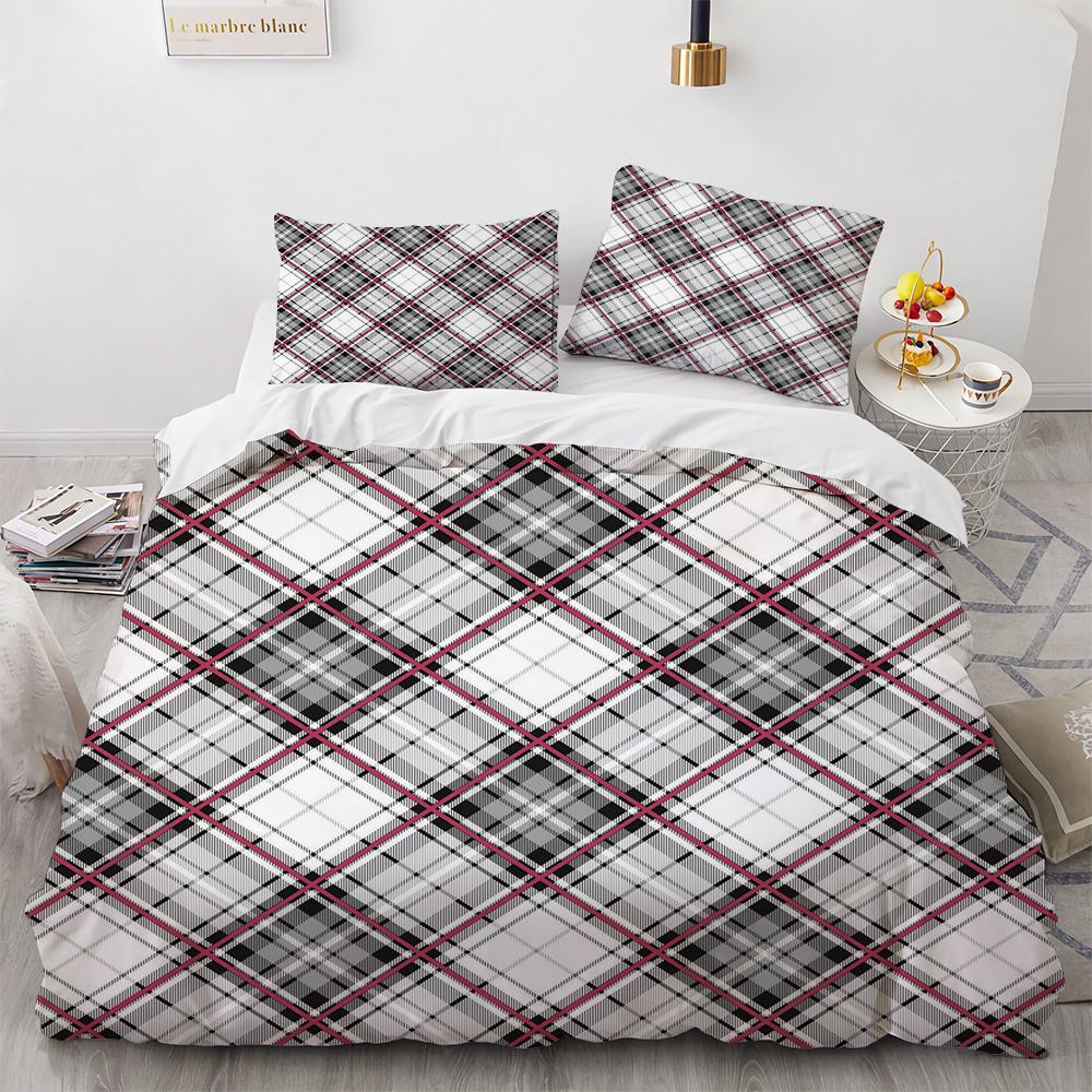 Клетчатый пододеяльник, комплект постельного белья Queen для мальчиков, девочек, детей, женщин, мужчин, современный геометрический цветной сетчатый комплект из полиэстера в клетку