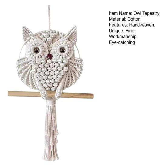 Owl Macrame Wall Hanging Decor for Living Room Office Bedroom Hand Woven Boho Tapestry Owl Markaf Wall Art Crafts