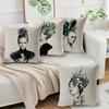 Beauty Print Pillowcase Nordic Home Plush Pillowcase Creative Office Cushion Linen Pillowcase