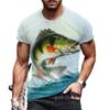 3D Printed Fish T-shirt Casual Loose Short Sleeved Top Round Neck Loose Men's Short Sleeved T-shirt