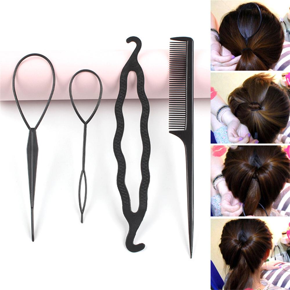 2 Sets Hair French Braid Tail Clip Magic Styling Stick DIY Bun Maker Tool