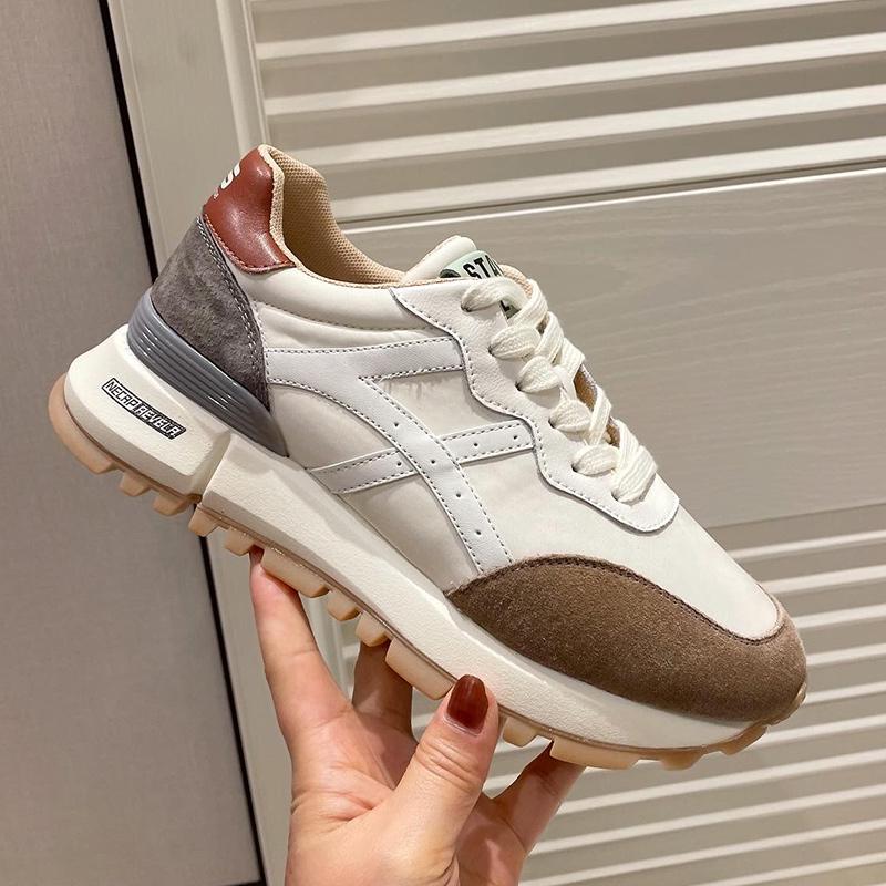 Women 'S Chunky Platform Sneakers Designer Casual Sneakers Womens Fashion Running Shoes Ladies Genuine Leather Lace Up Breathable