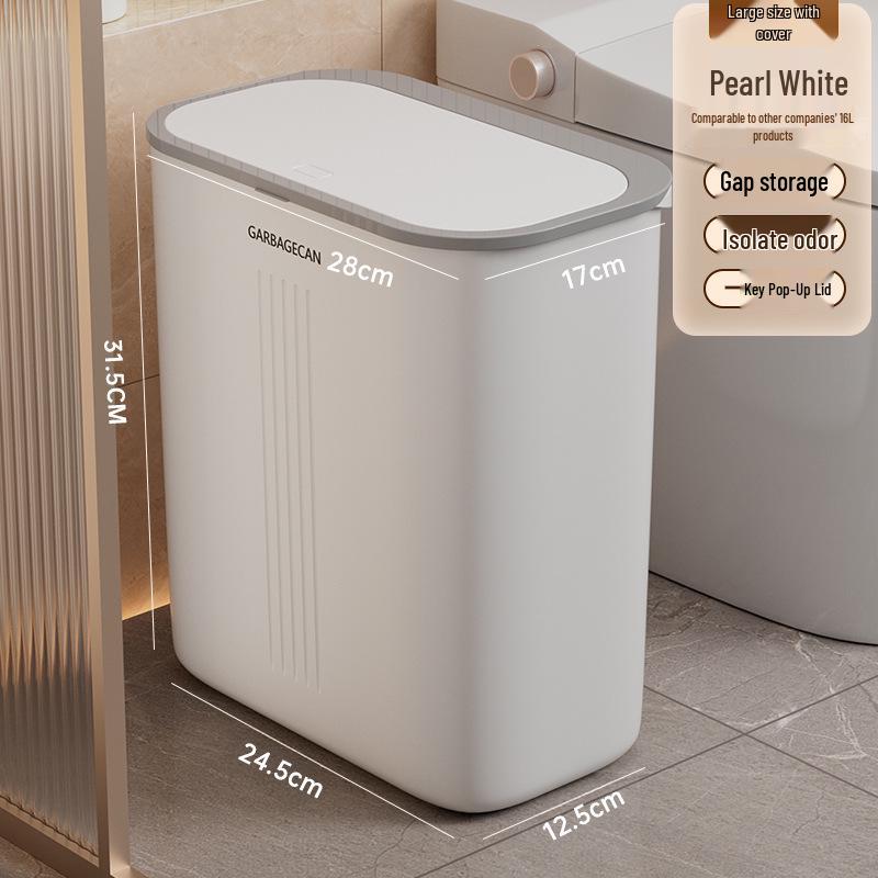 Compact Bathroom Corner Trash Can with Press-Down Lid