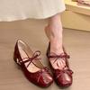 Square Head Bow Mary Jane Shoes New College Style Thick Heel Small Leather Shoes with Skirt Fashion Shoes