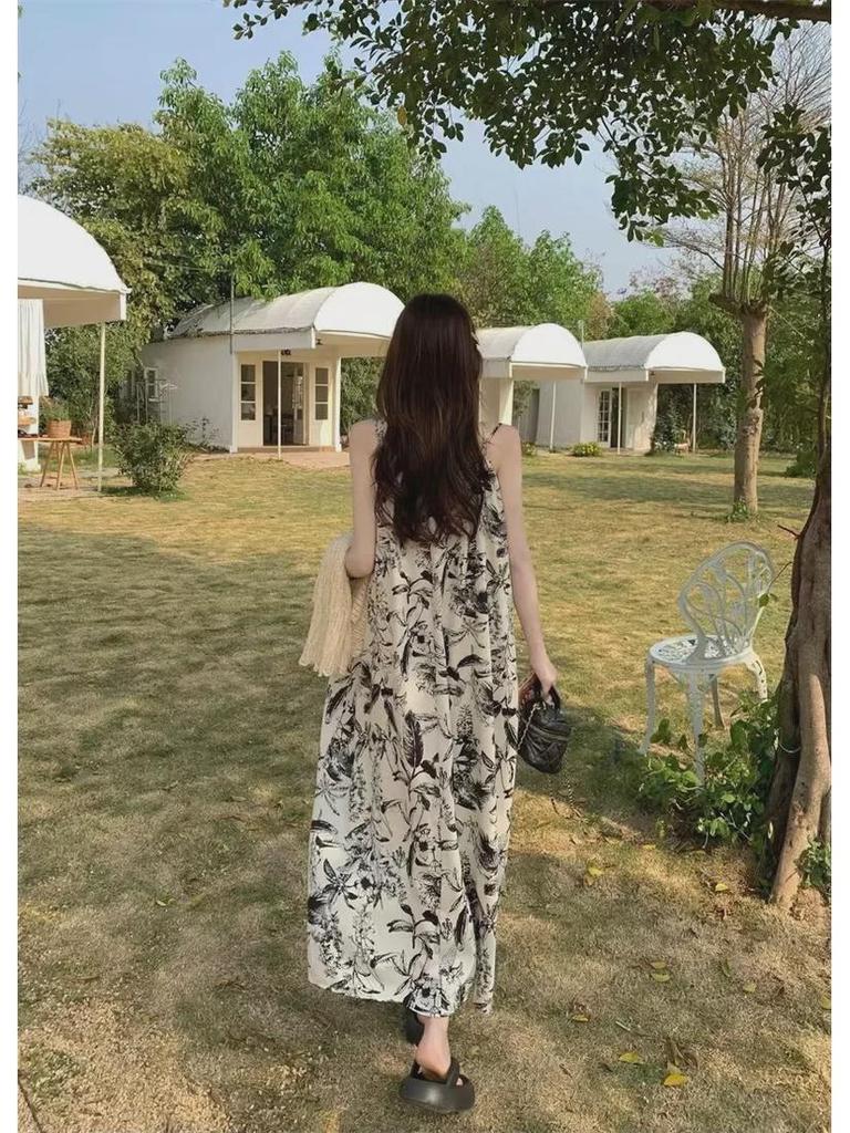 Женское платье-подтяжка с цветочным принтом 2023 года: Французский стиль чайной паузы