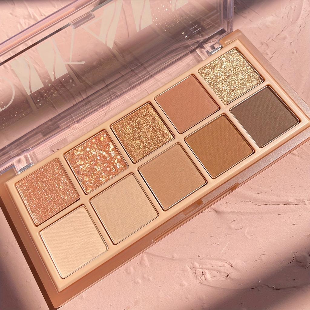 10-Color Smoky Eye Shadow Palette Long-Lasting Matte & Shimmery Finish Black Brown Coral Pink Earth Tones for Face Contouring and Everyday Makeup Look