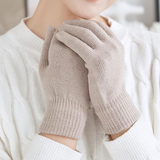 Winter Knitted Gloves Female Thickened Warm Gloves Breathable Cycling Gloves with Windproof Elastic Cuffs for Running Errands Driving