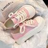 Fashion Round Toe Kawaii Woman Footwear Cute Platform Canvas Shoes for Women Lace Up Pink Casual Comfortable and Elegant Autumn Tennis