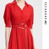 ELLASSAY Women's Elegant Puff Sleeve X-line Shirt Dress