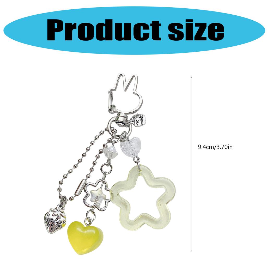 Handmade Five Pointed Star Keychain Durable Acrylic Alloy Bag Charm Accessory Lightweight Portable Keyring Decor