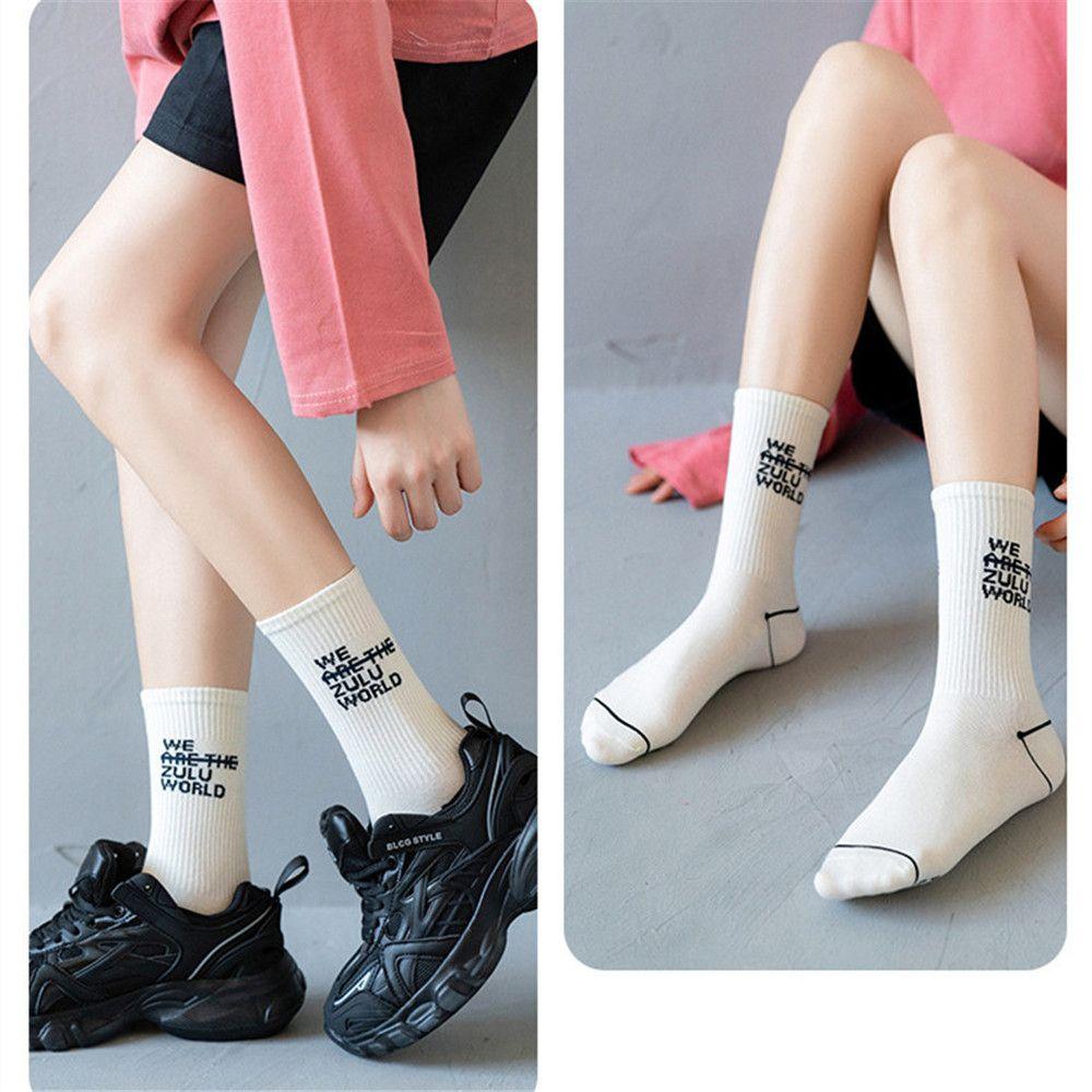 Stockings Women Men Personality Mid Socks Sports Socks Striped Number