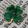 Vintage Green Four-leaf Clover Brooch Badge Women Enamel Pin Banquet Wedding Christmas Jewelry Lapel Pin Gifts