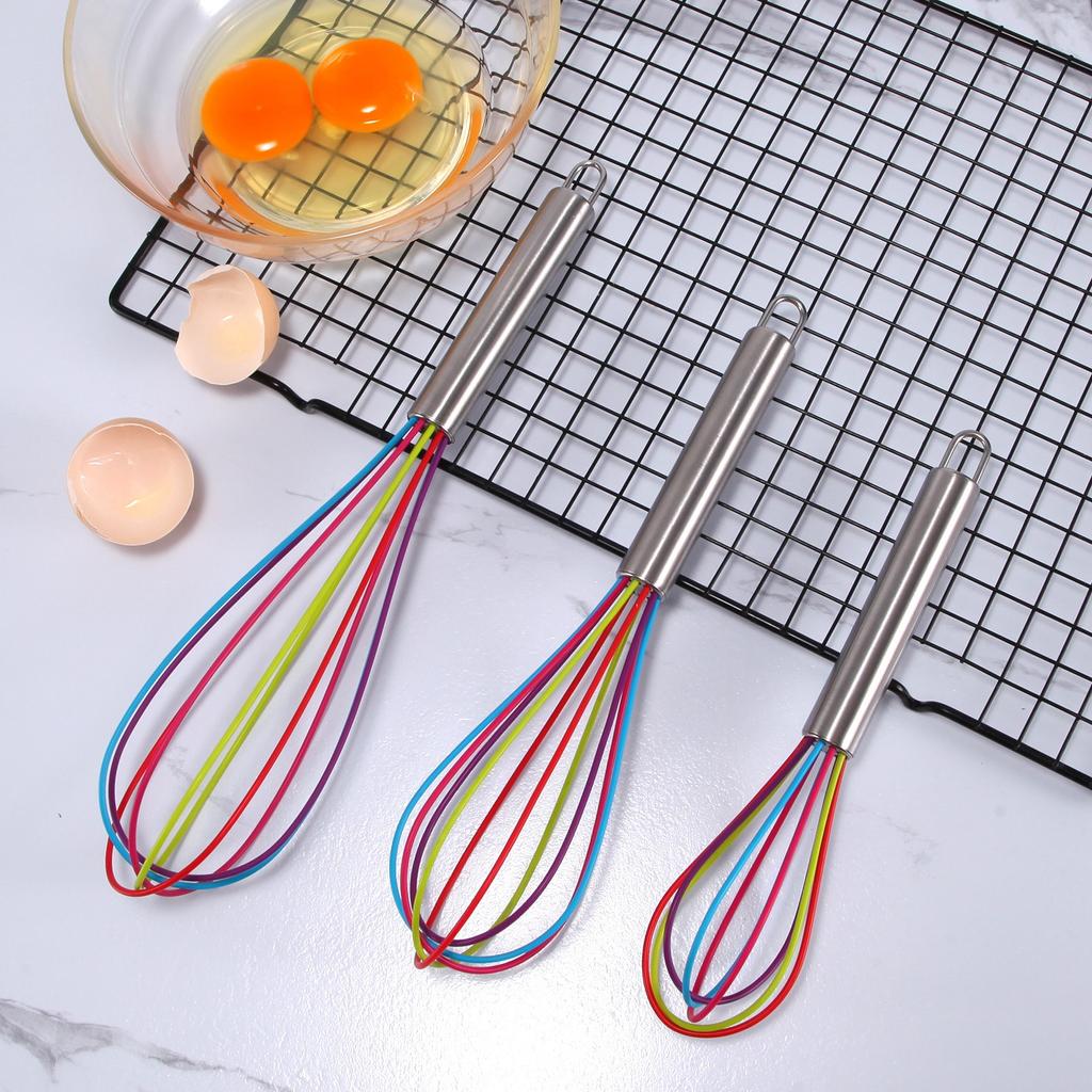 1PC Manual Egg Beater High Quality Stainless Steel Silicone Balloon Whisk Cream Mixer Milk Shake Mixing Stiring Tools 8/10/12 Inch