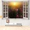 Window Flower Field Landscape Tapestry Wall Hanging Natural Scenery Bohemian Bedroom Living Room Home Decor
