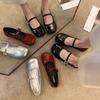 Round Head French Red Flat Bottom Mary Jane Shoes Women's 2025 New Summer Small Fragrant Style with Skirt Light Mouth Single Shoes