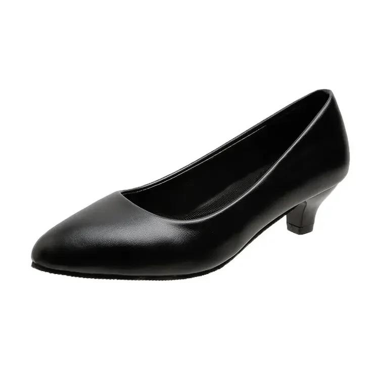 Fashion 2024 Spring Fall Stylish and Comfortable Mid-heel Pointed Toe Women's Single Shoes