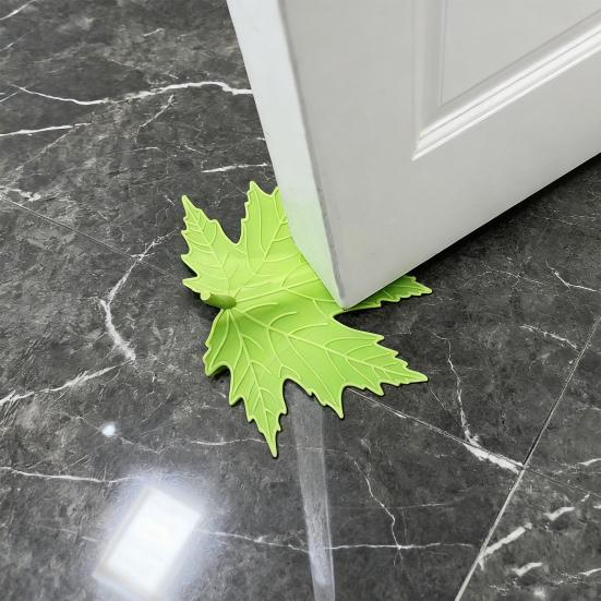 Green Maple Leaf Door Stopper Wedge 3D Printed Simulation Leaf Model Windproof Anti-collision Carpet Tile Concrete Wooden Floor Decorative Doorstop