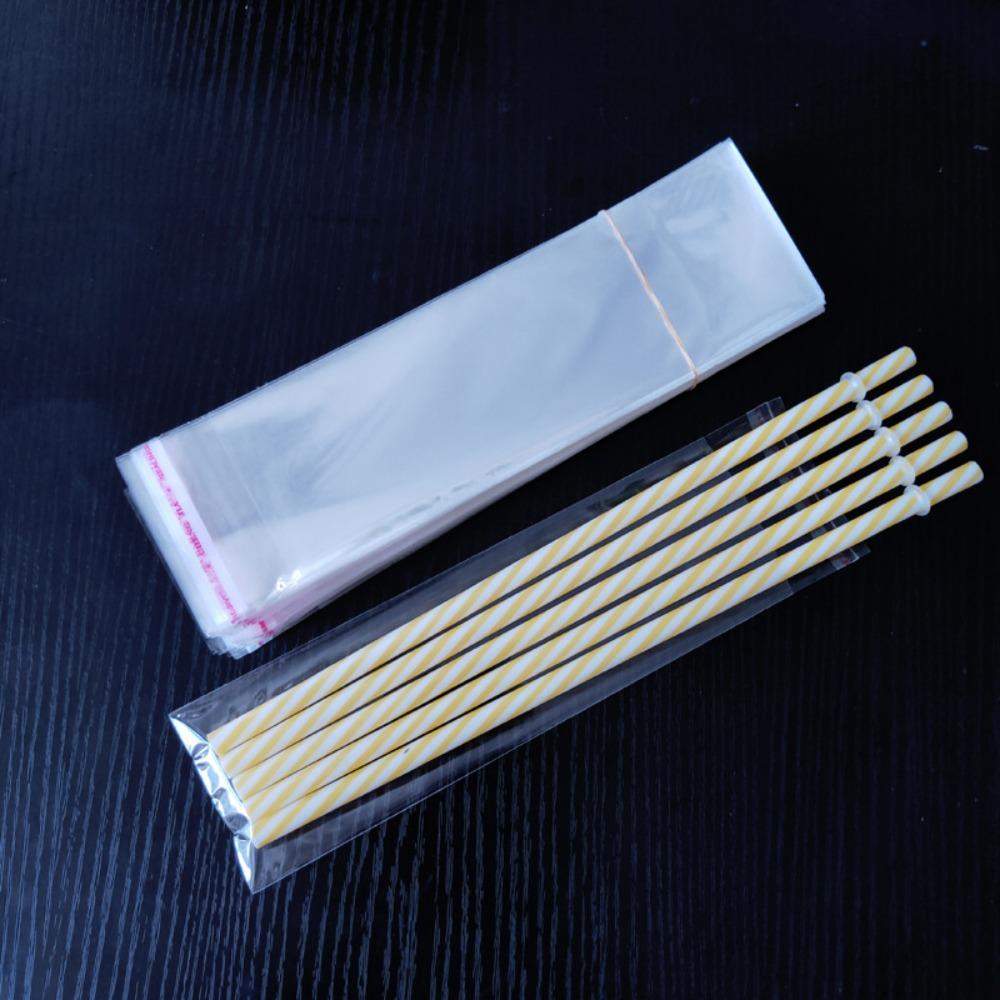 200pcs Transparent Self Adhesive Bag Resealable Long Sealed Pen Jewelry Candy