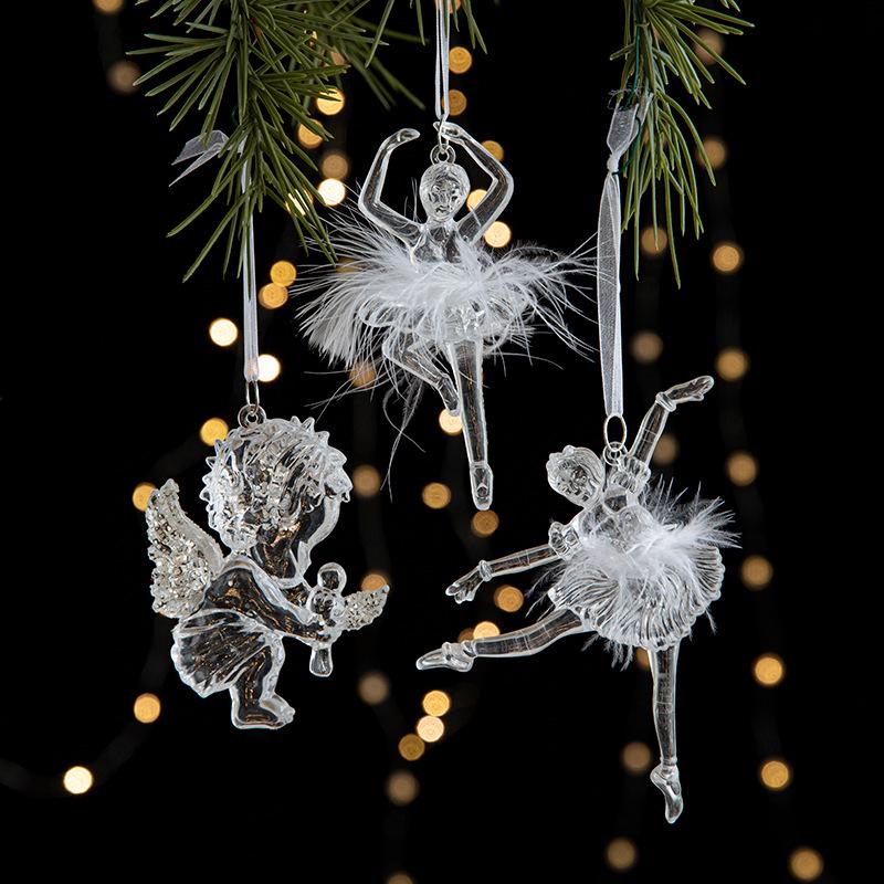 Transparent Acrylic Angel Ornament - Ice Crystal Christmas Tree Decoration