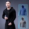 Men Full Zip Hoodie Quick-Dry Sweatshirt with Reflective Strip Zipper Sports Jacket Hoodie for Running Fitness Golfing