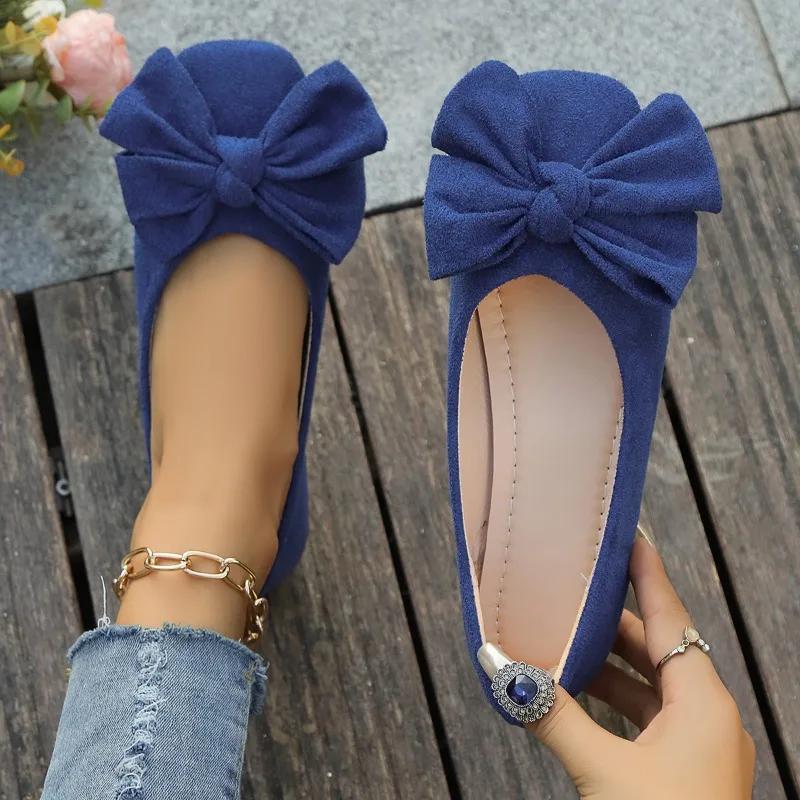 Ladies Shoes Slip On Women's Flats Outdoor Daily Flats Women Round Toe Bow Tie Soft Bottom Plus Size Shoes Female