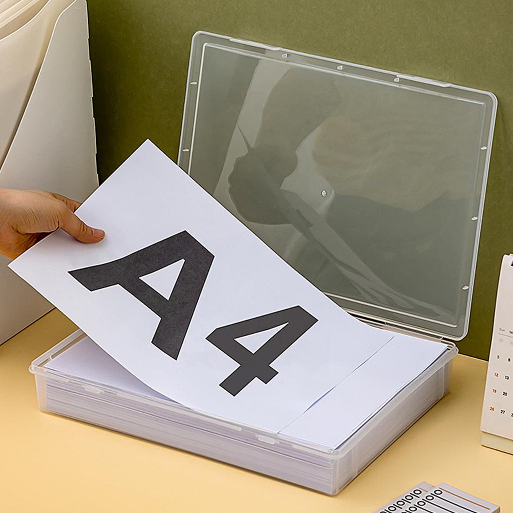 Plastic Storage Box For Office Supplies Large Capacity Transparent A4 Paper Storage Case Desktop Storage Organization